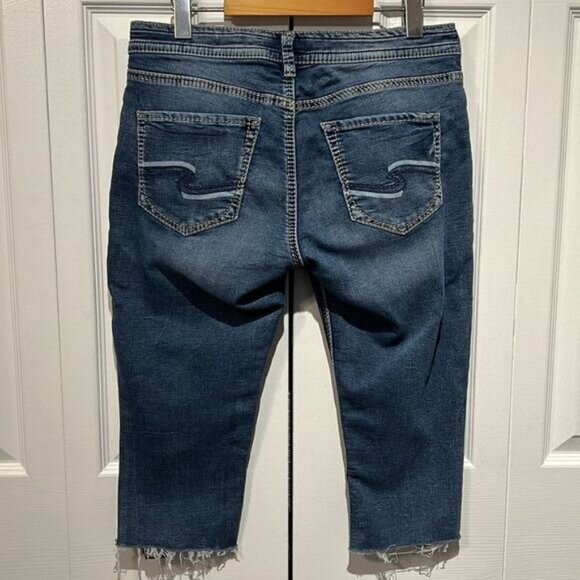Silver Blue Boyfriend Joga Capris Clamdiggers Jeans Size 27 - Picture 5 of 10
